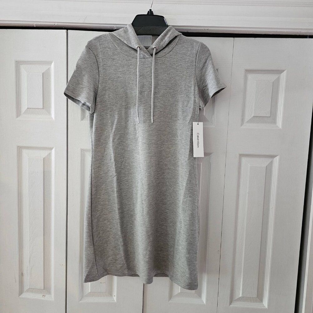 Calvin Klein Gray Short Sleeves Logo T-Shirt Mini Dress Size Small - Picture 2 of 8